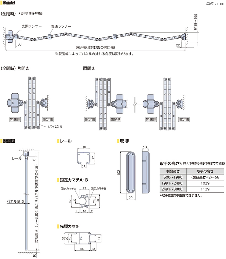 製品仕様 アコウォール タチカワ｜パネルドア・パネル間仕切りの激安